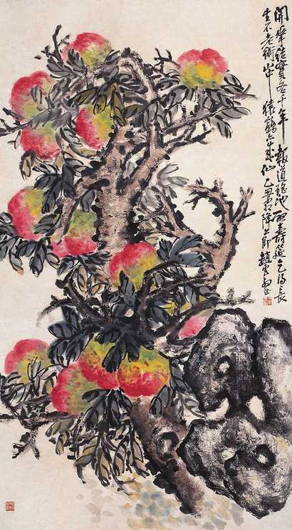 赵云壑 署年：乙丑（1925） 桃实千年 立轴